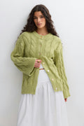 Chunky knitted cable cardigan - Bordeaux foncé