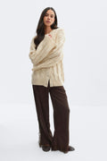 Chunky knitted cable cardigan - Brunnera blue