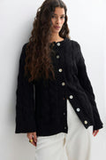 Chunky knitted cable cardigan - Bordeaux foncé