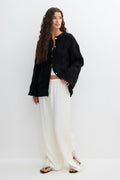 Chunky knitted cable cardigan - Bordeaux foncé