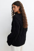 Chunky knitted cable cardigan - Bordeaux foncé