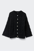 Chunky knitted cable cardigan - Bordeaux foncé