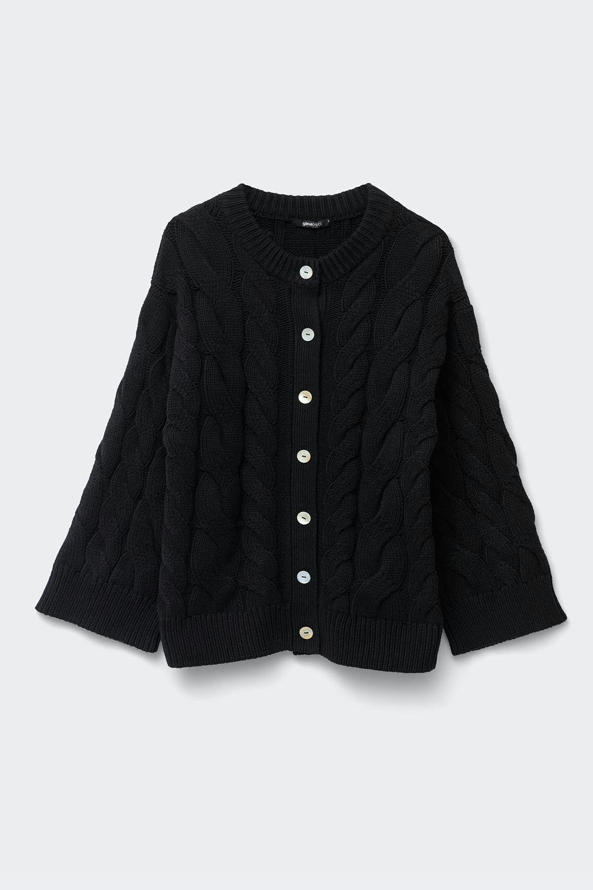 Chunky knitted cable cardigan - Bordeaux foncé