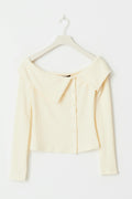 Off shoulder rib top - Egret