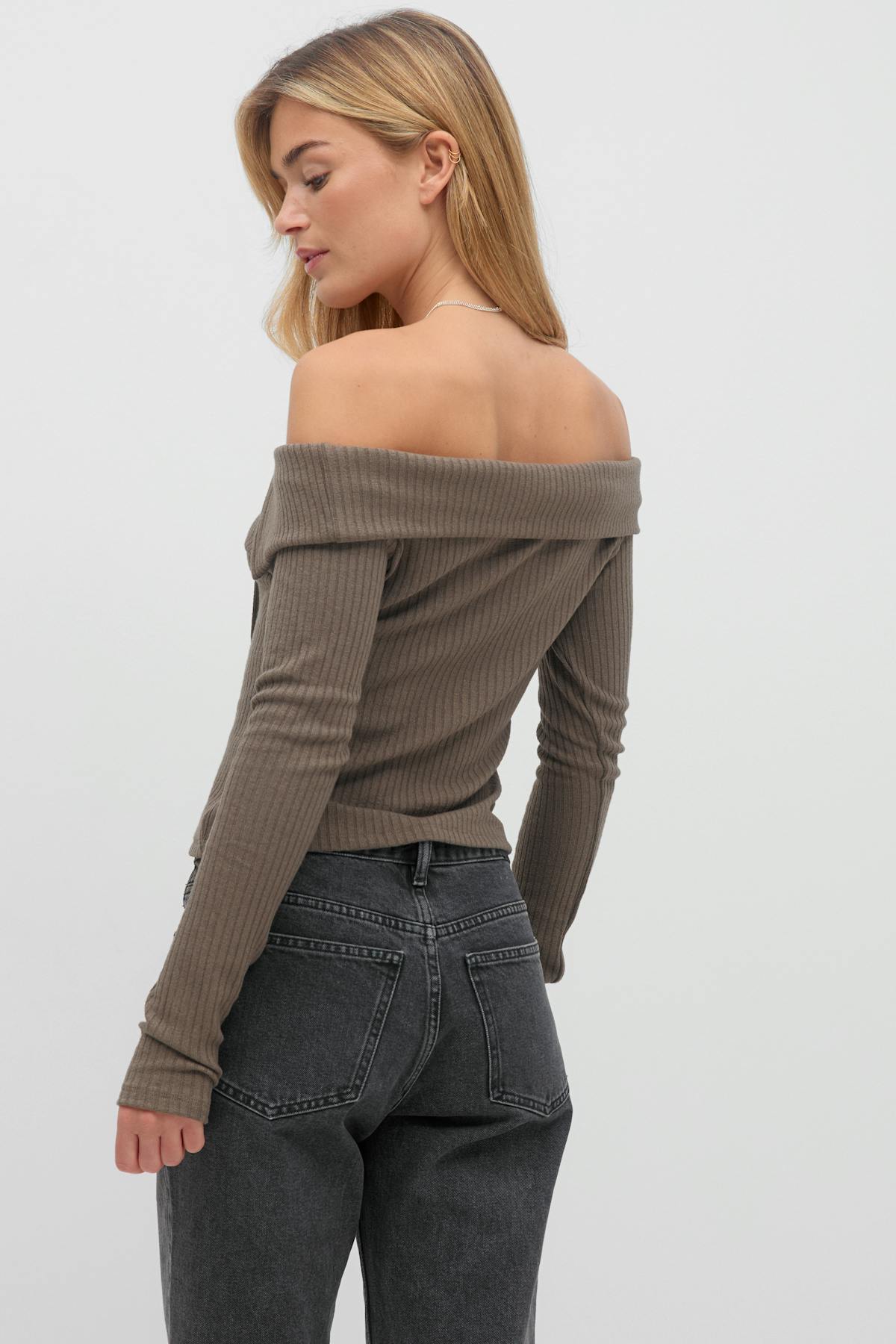 Off shoulder rib top - Falcon