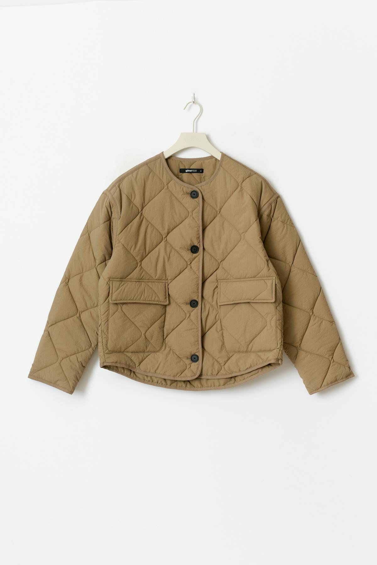 Quilted short jacket - Khaki beige