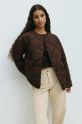 Quilted short jacket - Marron foncé