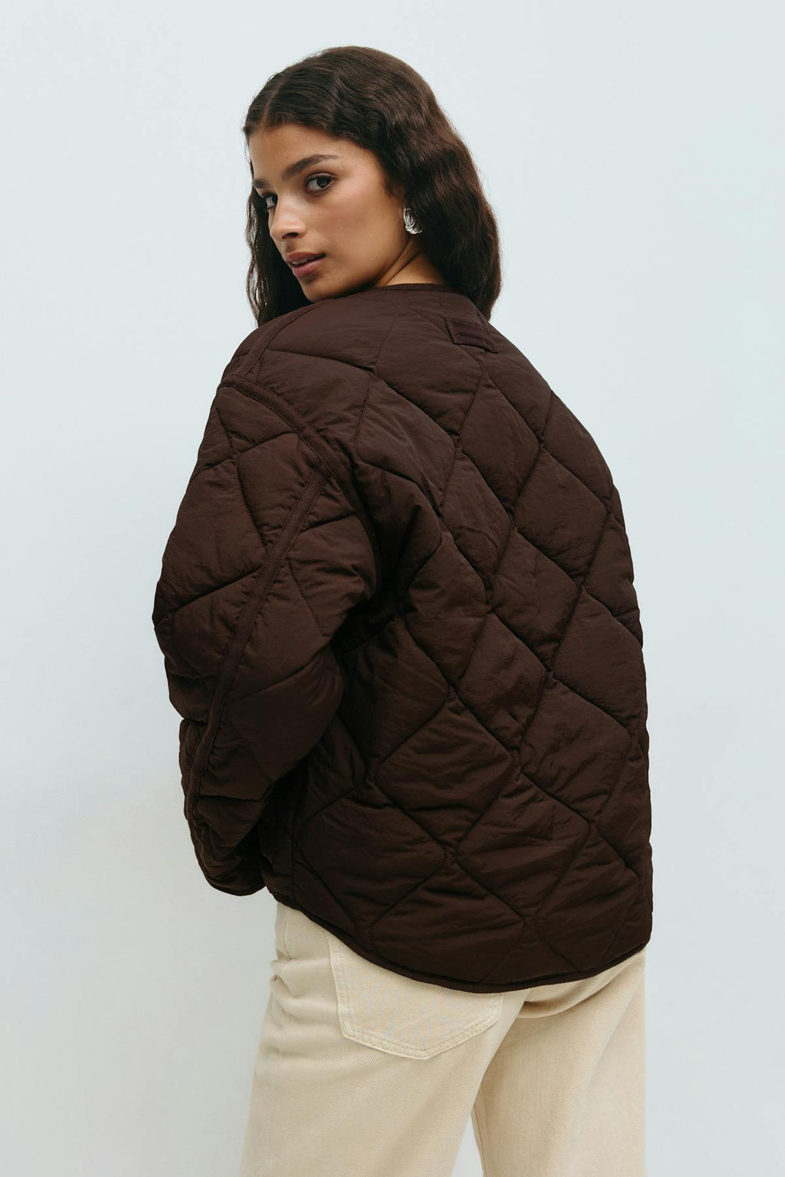 Quilted short jacket - Marron foncé