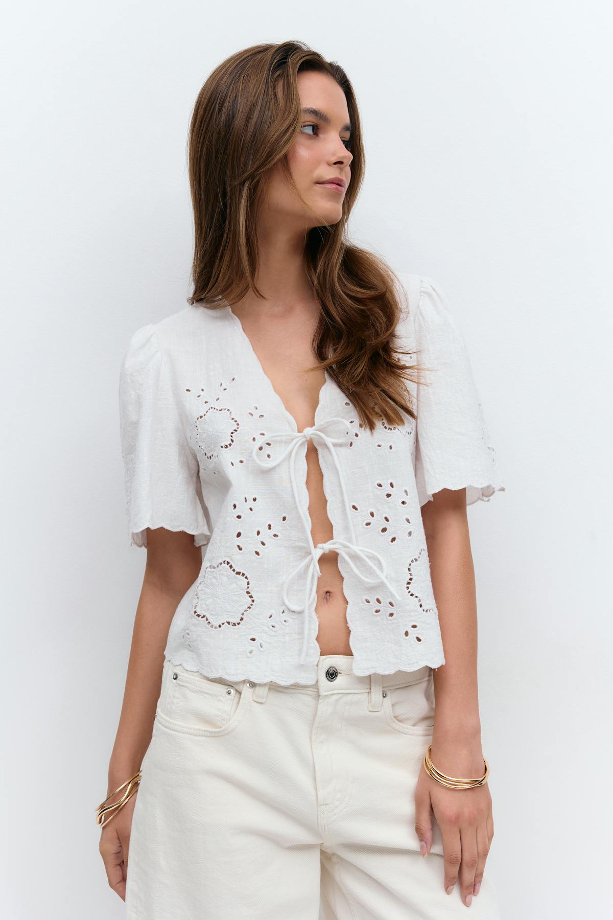 Scallop edge blouse - Noir
