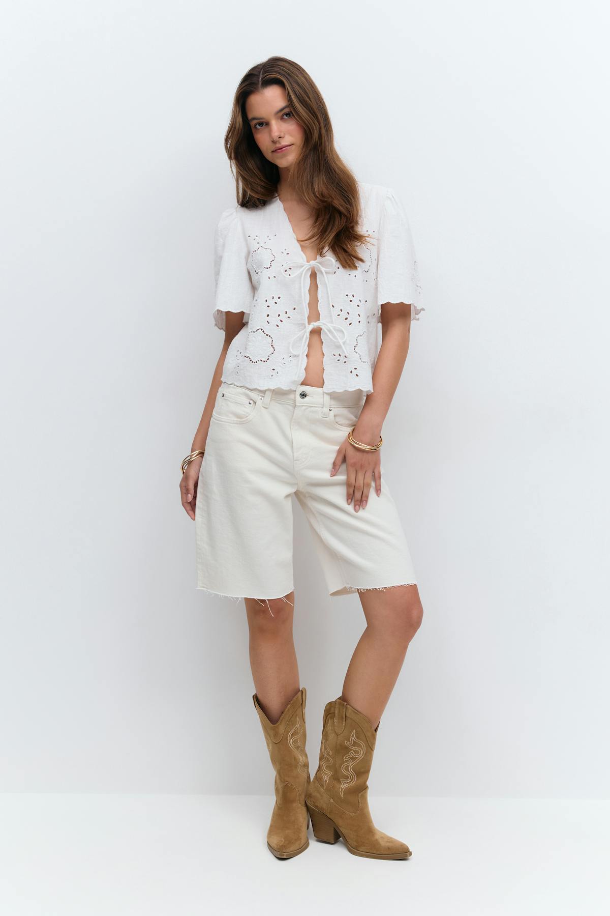 Scallop edge blouse - Blanc