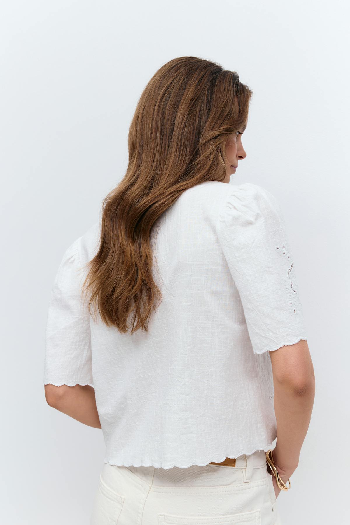 Scallop edge blouse - Noir