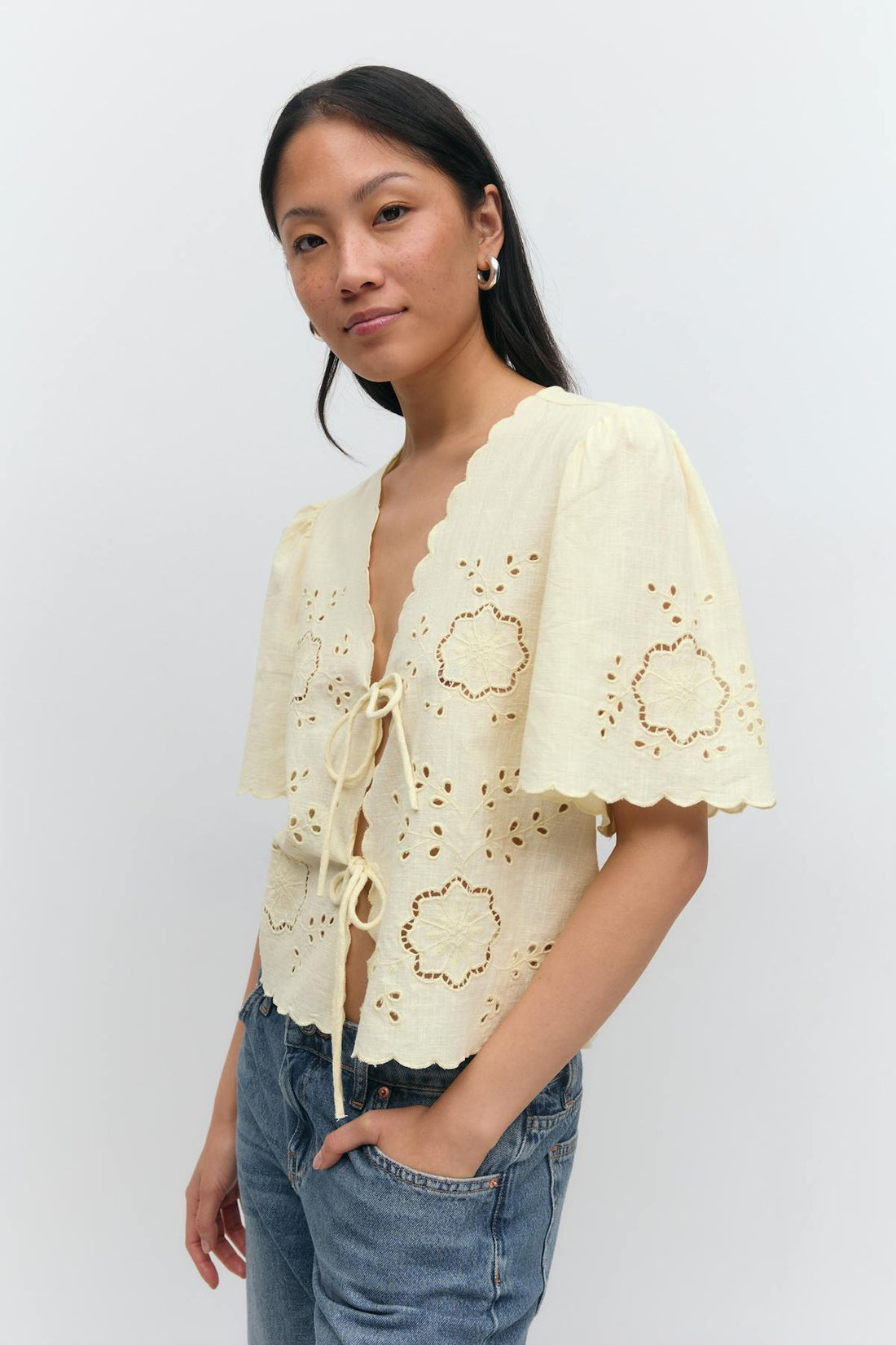 Scallop edge blouse - Jaune clair