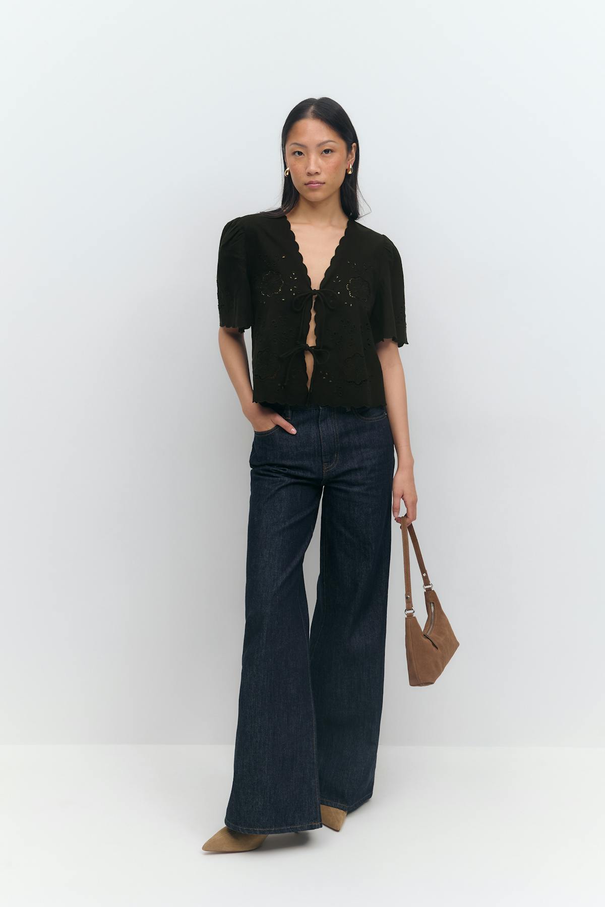 Scallop edge blouse - Noir
