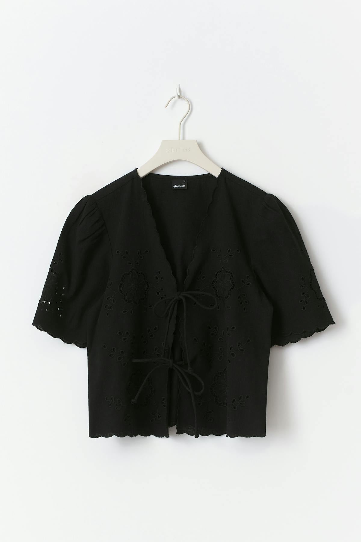 Scallop edge blouse - Noir