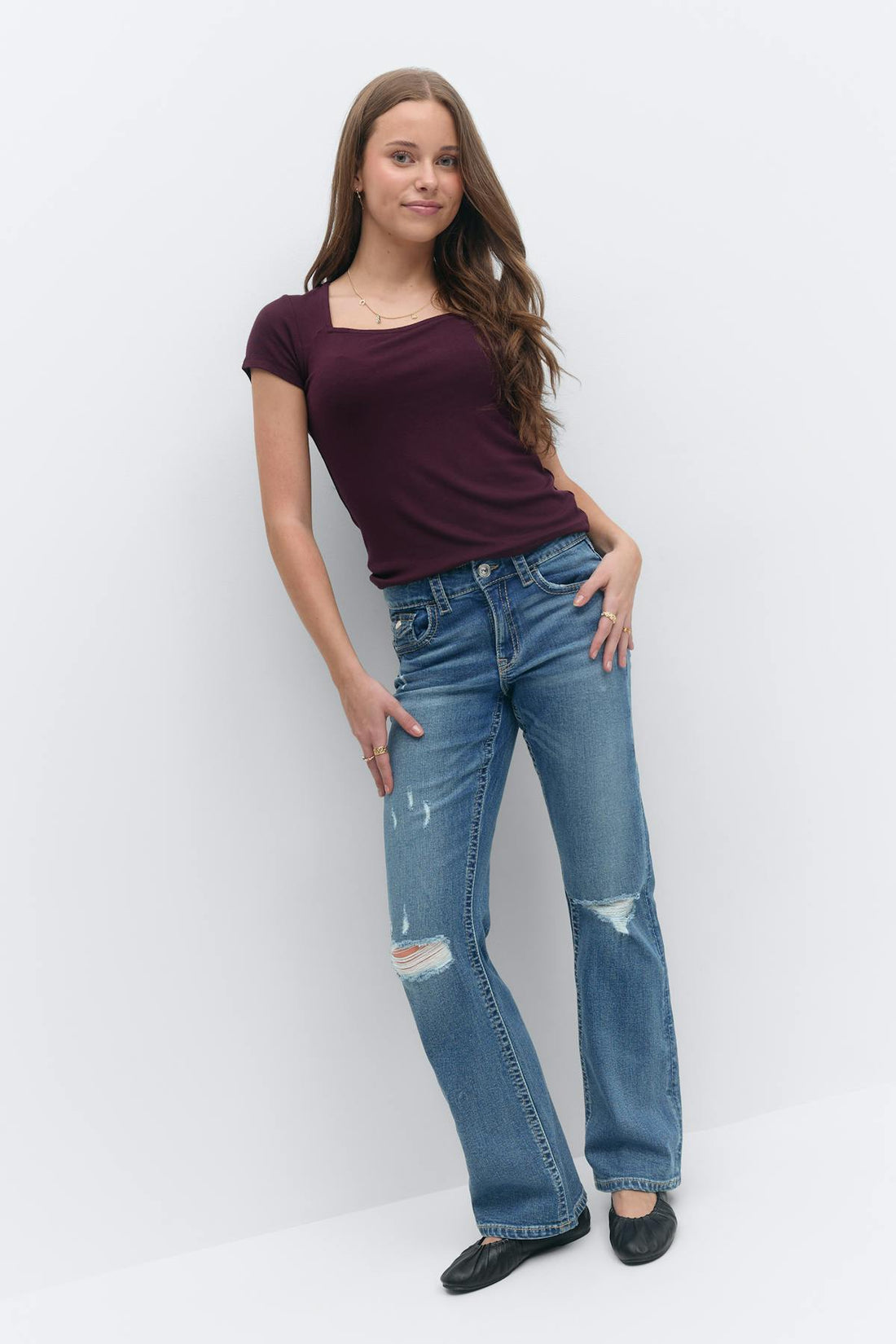Chunky mid waist jeans - Mid blue