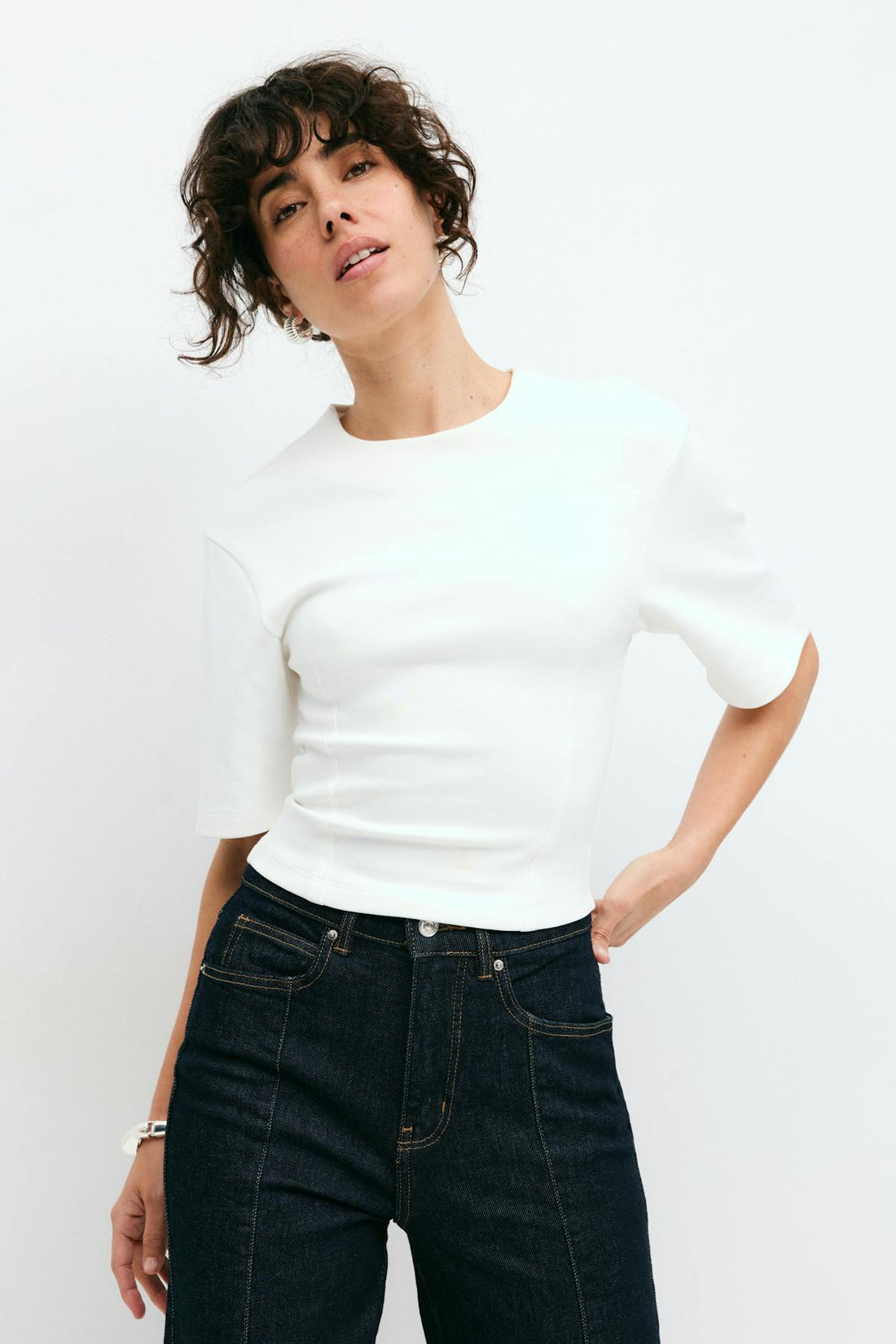 Fitted top - Blanc cassé