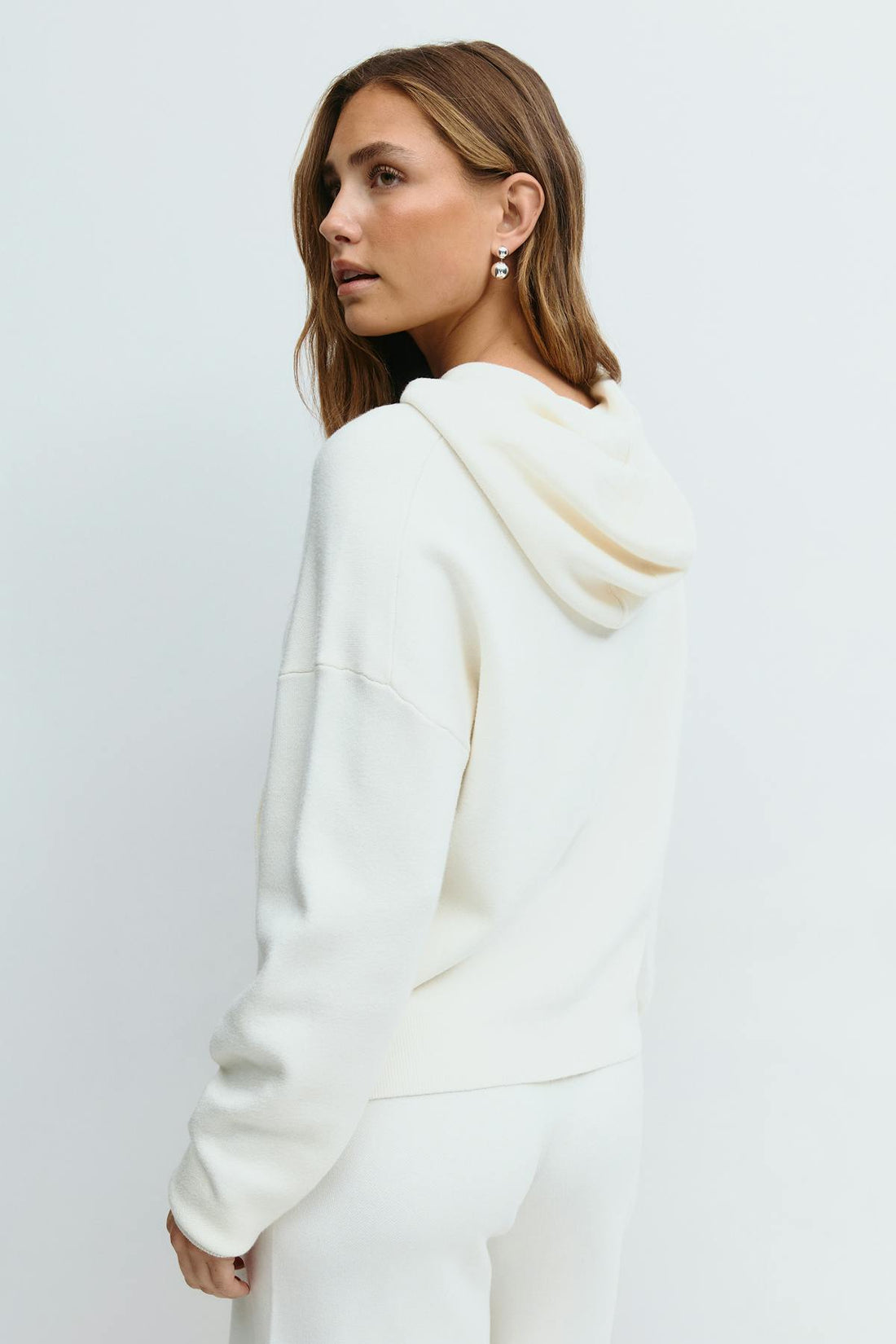 Knitted oversized hoodie - Gardenia