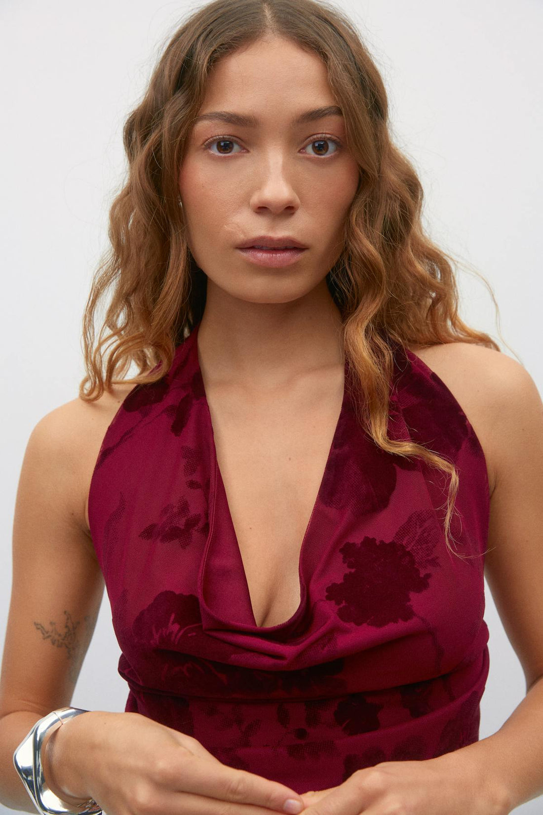 Waterfall neck singlet - Bordeaux