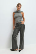 Distressed pu trousers - Offblack
