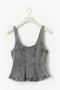 Lacing peplum denim top - Gris clair
