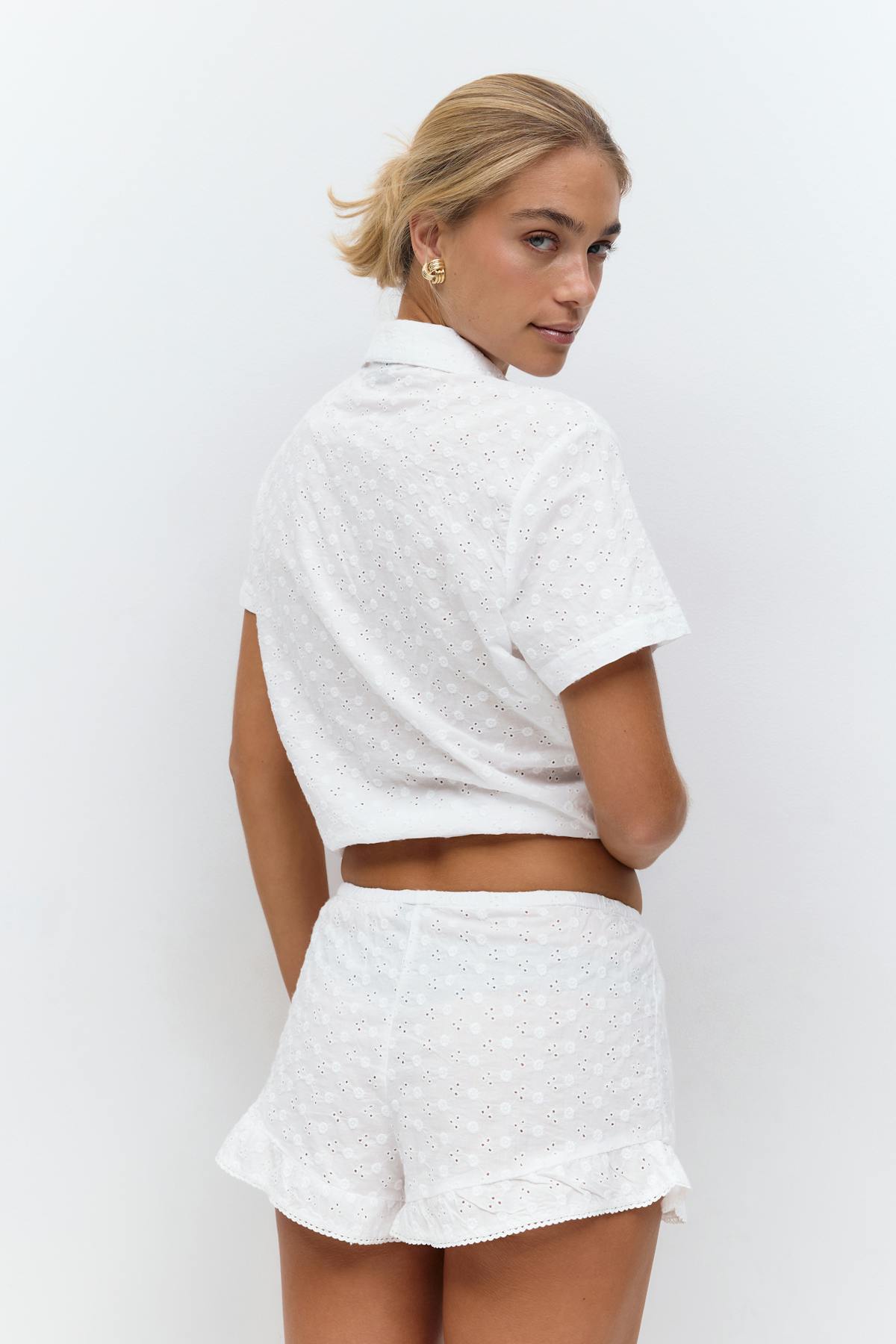 Embroidery anglaise shorts - Blanc
