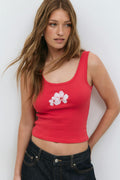 Print rib tank - Cashmere blue