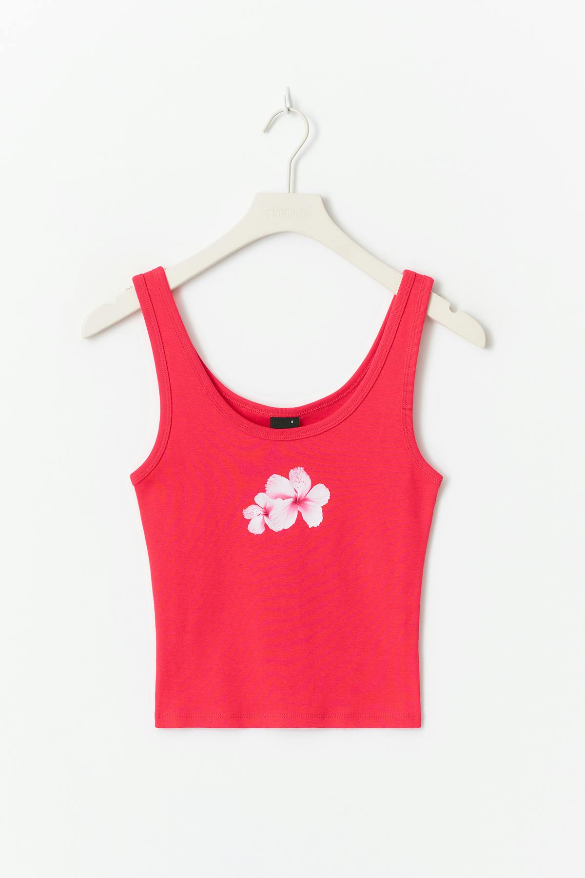 Print rib tank - Cashmere blue