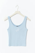 Print rib tank - Cashmere blue