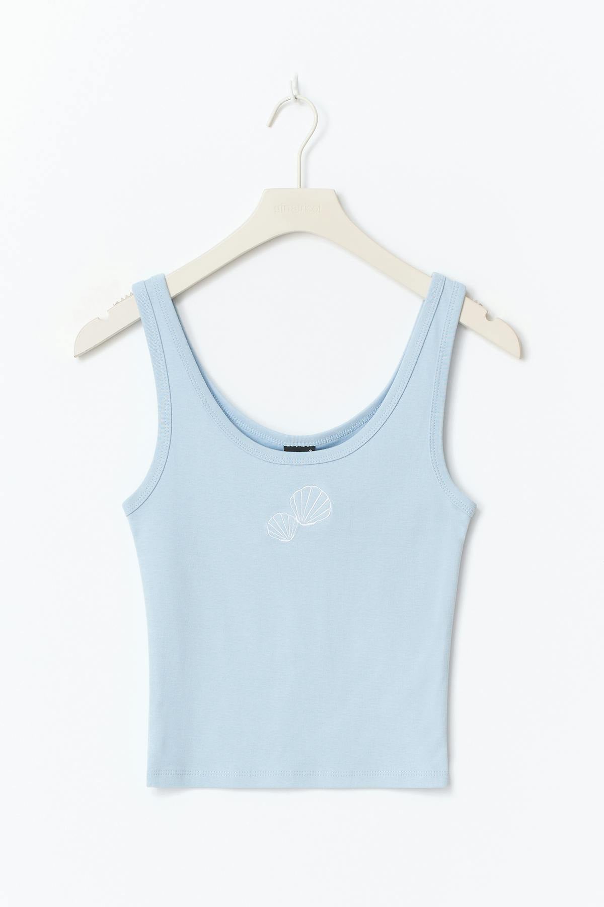 Print rib tank - Cashmere blue