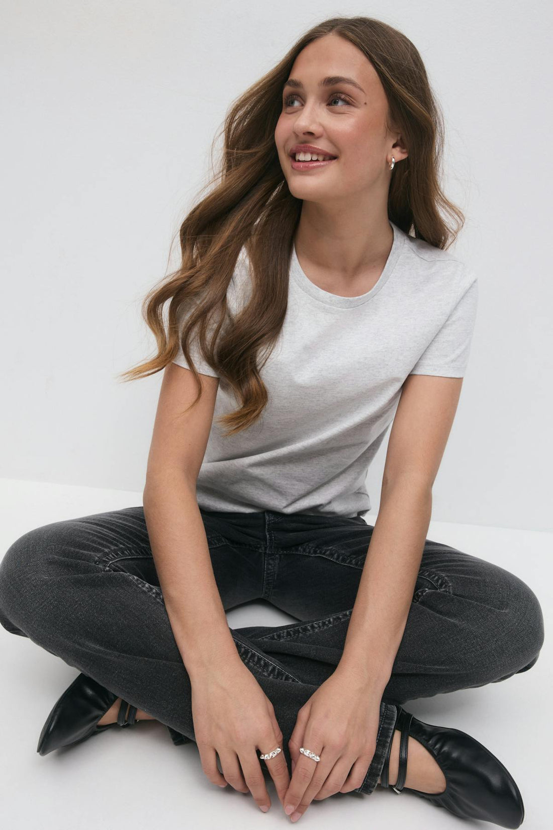 Y scandi basic tee - Lt grey melange