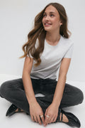 Y scandi basic tee - Lt grey melange