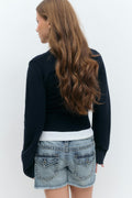 Y wrap cardigan - Bleu marine