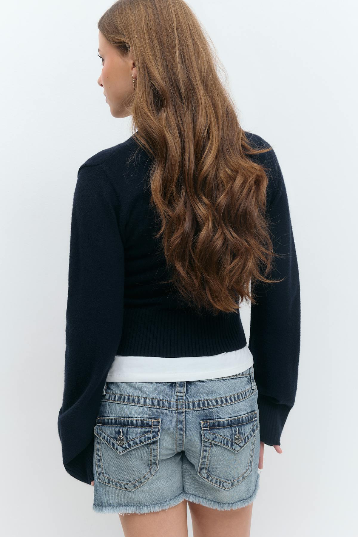 Y wrap cardigan - Bleu marine