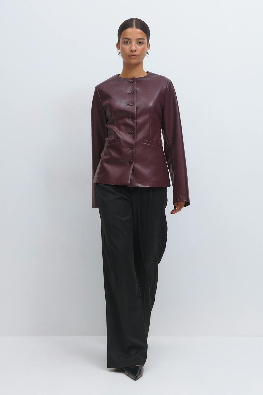 Shaped pu blazer - Bordeaux