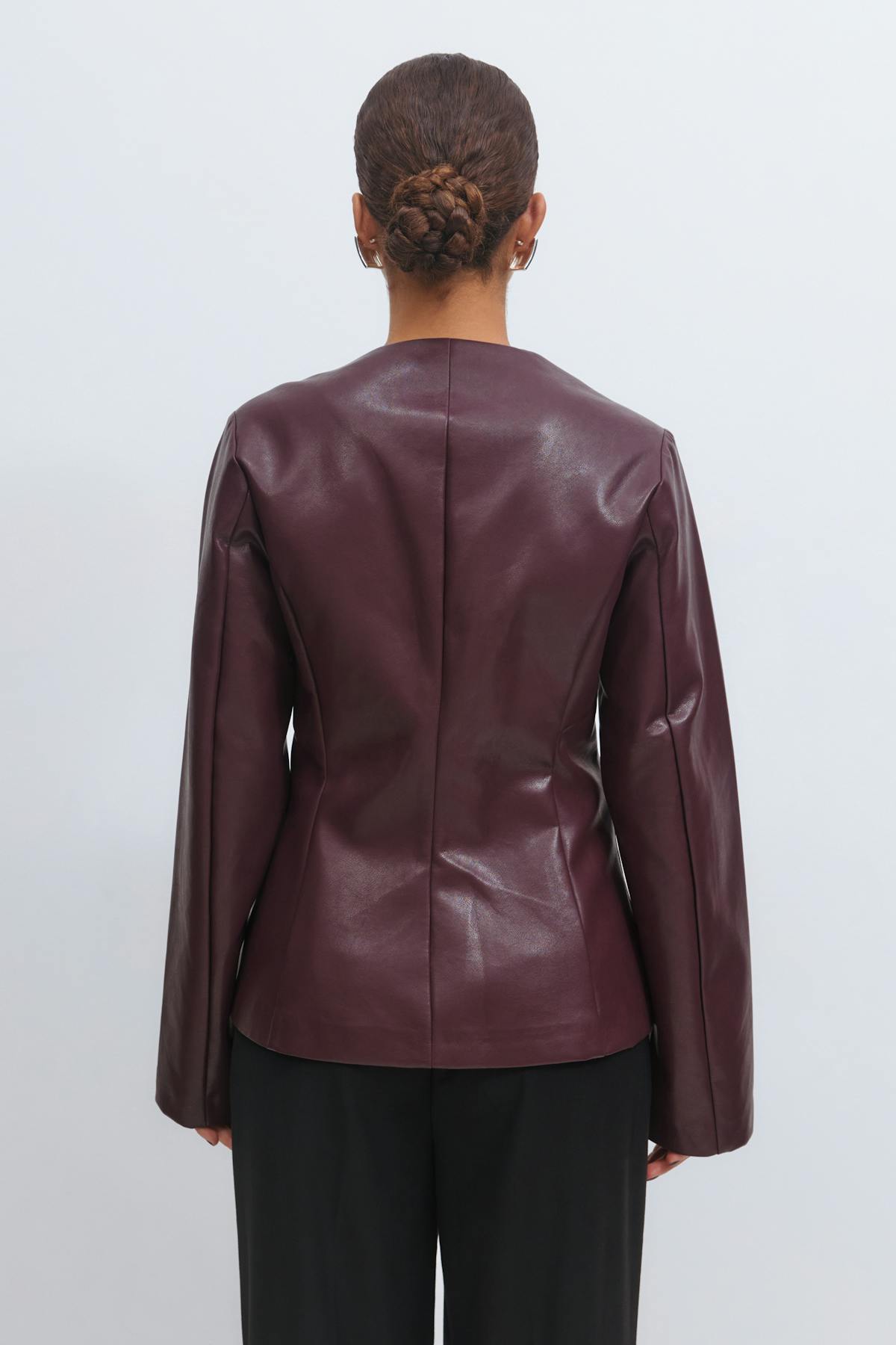 Shaped pu blazer - Bordeaux