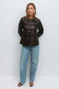 Shaped pu blazer - Marron