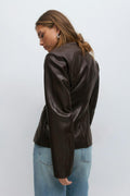 Shaped pu blazer - Marron