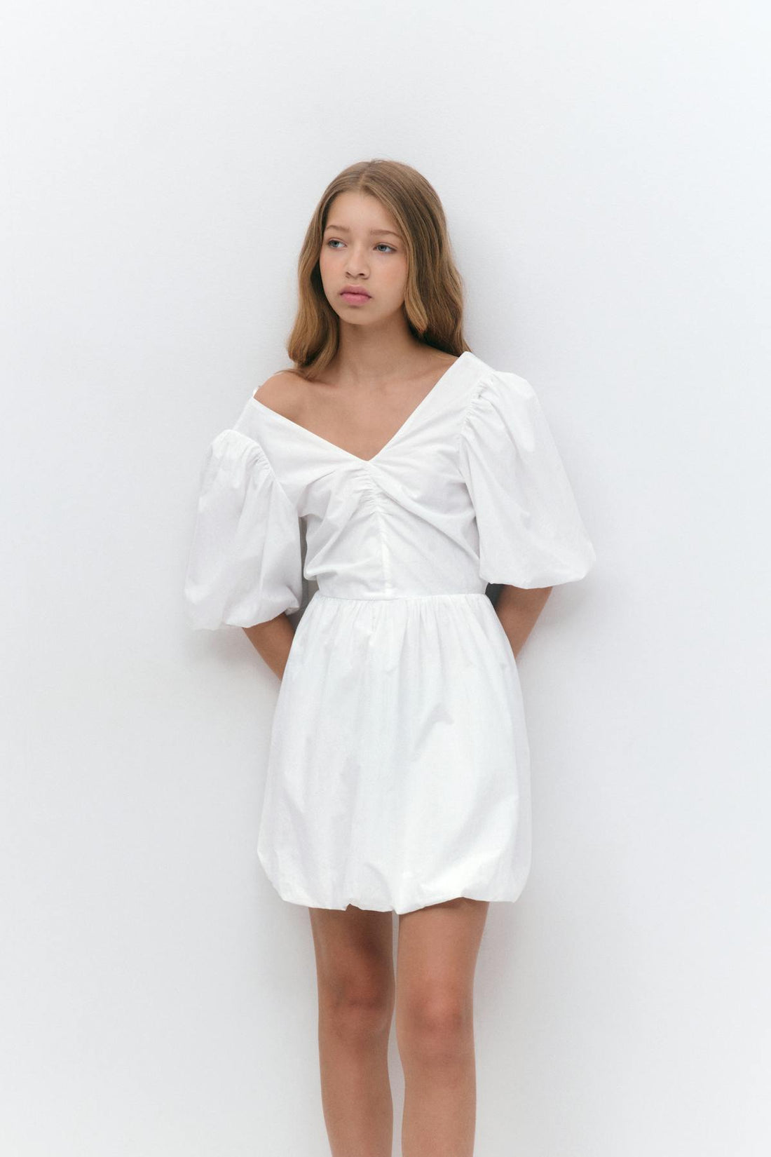 Y puff sleeve dress - Blanc