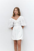 Y puff sleeve dress - Blanc