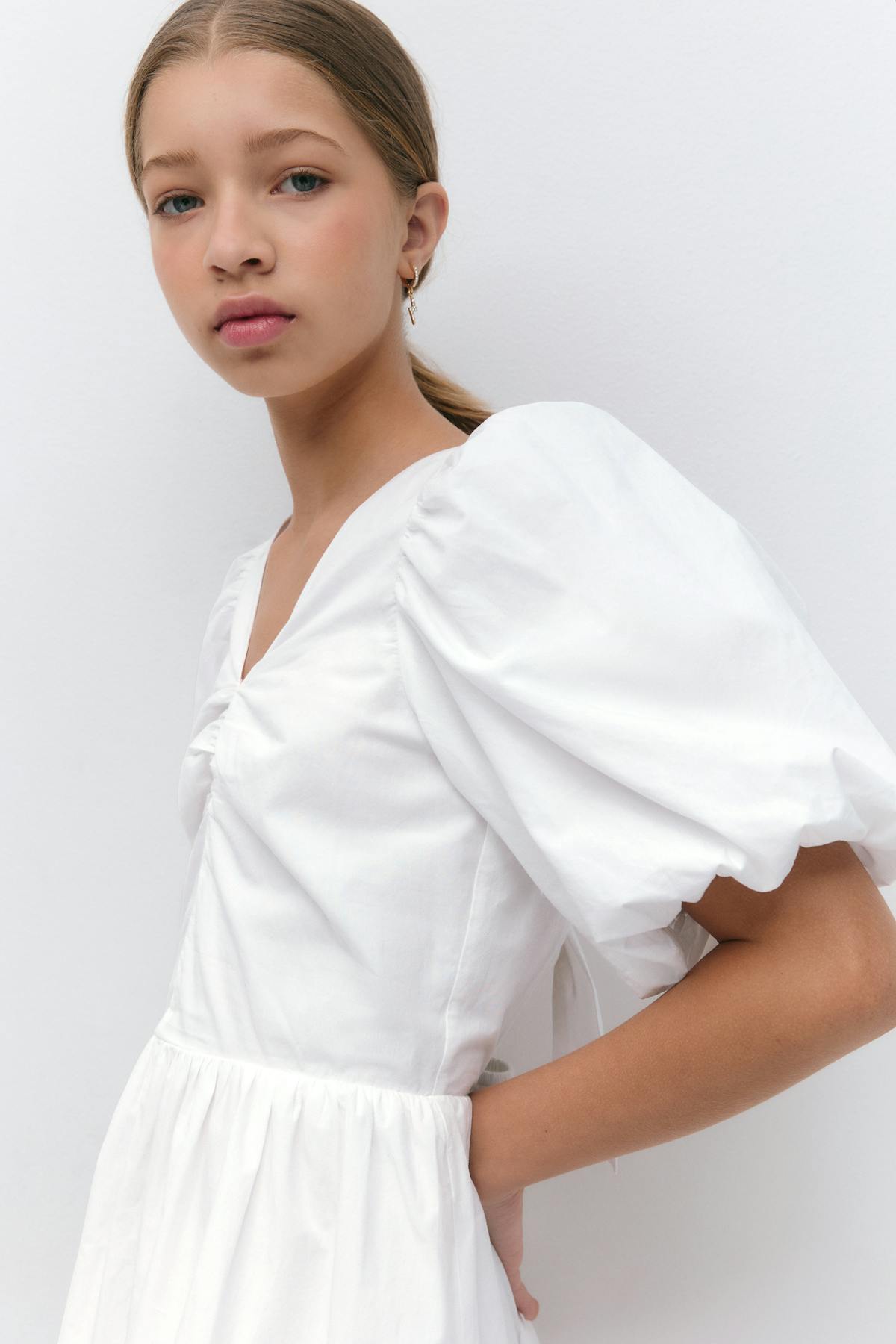 Y puff sleeve dress - Blanc