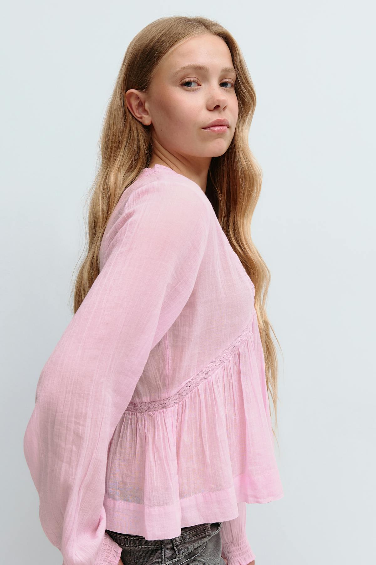 Y lace blouse - Pink lady