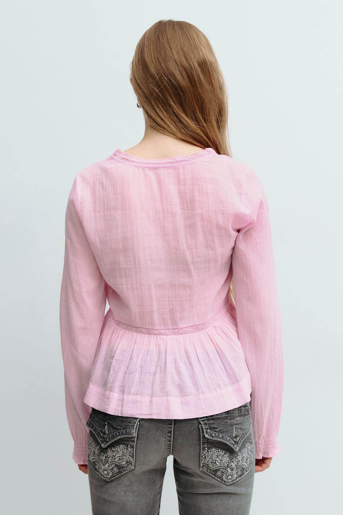 Y lace blouse - Pink lady