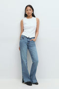 Slit jeans - Mid blue