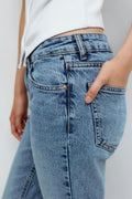 Slit jeans - Mid blue