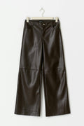 Straight pu trousers - Marron foncé