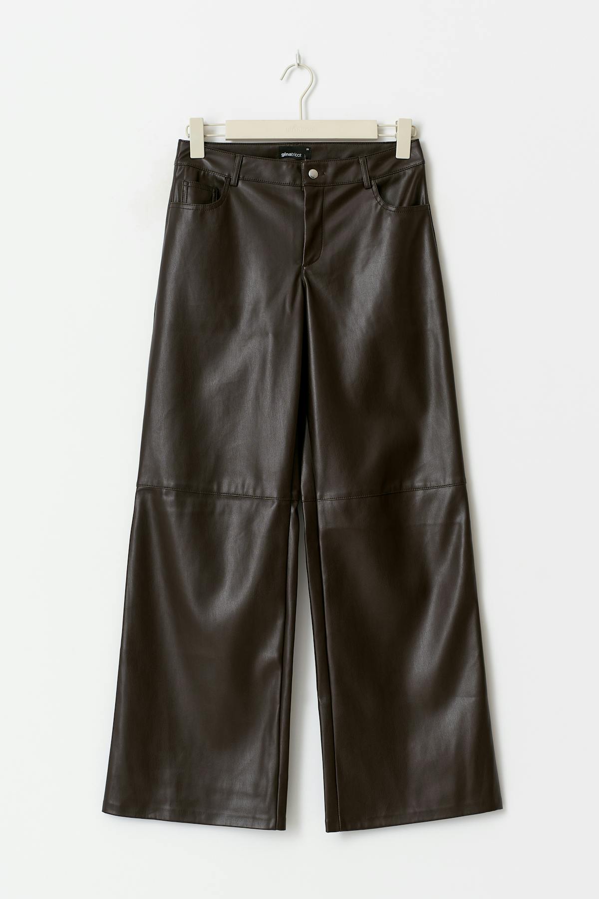 Straight pu trousers - Marron foncé