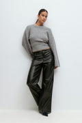 Straight pu trousers - Noir