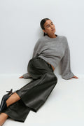 Straight pu trousers - Noir