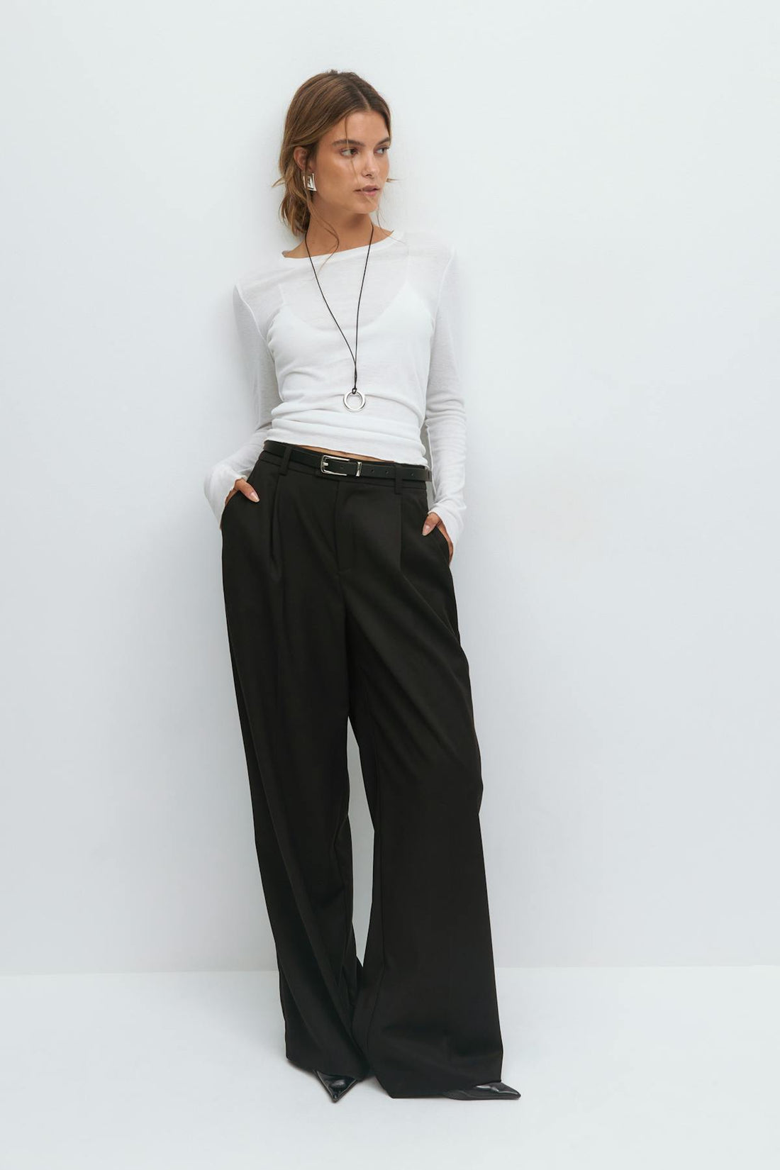 High waist wide trousers - Noir