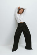 High waist wide trousers - Noir